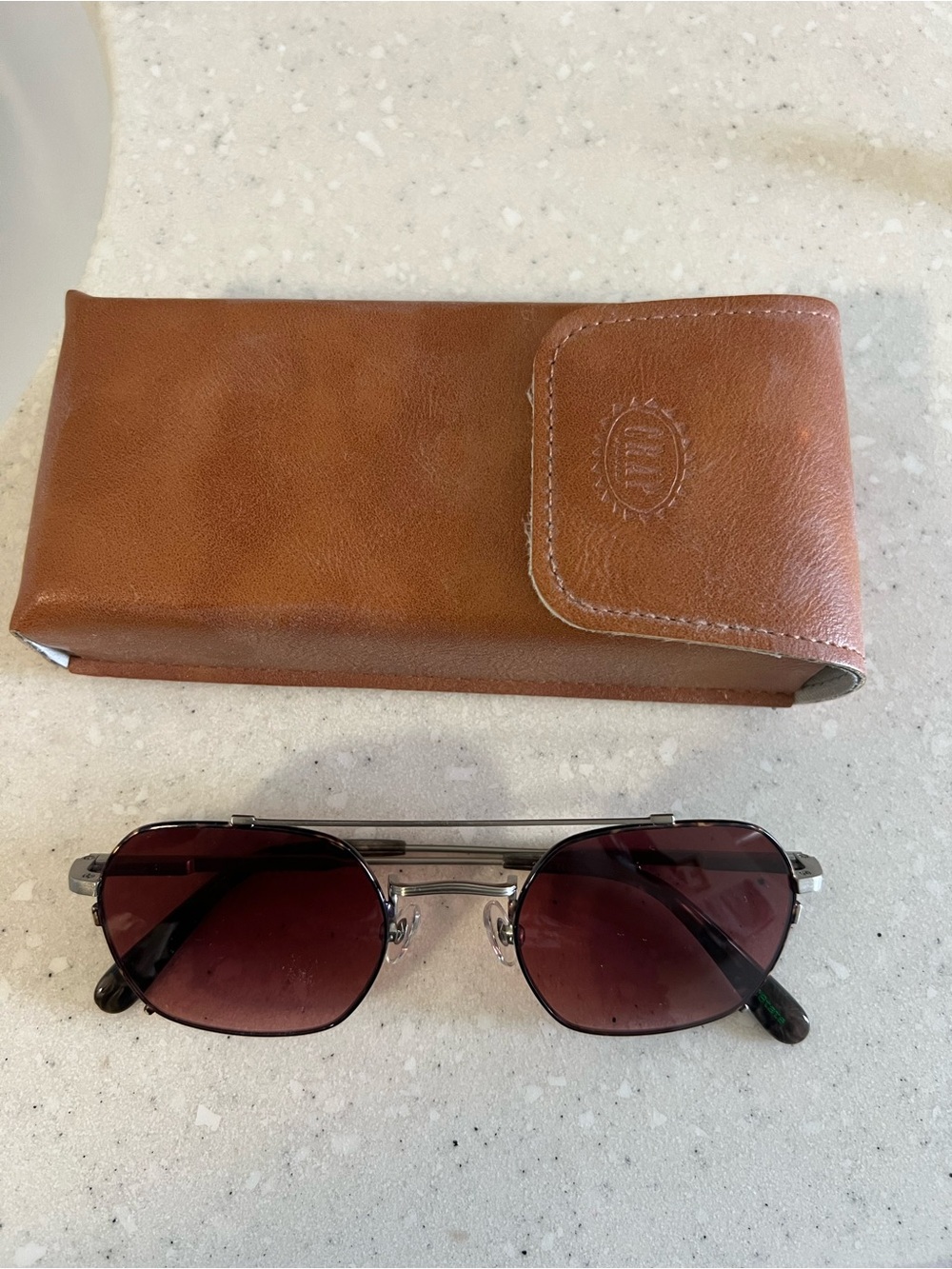 Crap Eyewear Metal Frame Sunglasses with Brown Case - Brown Lenses